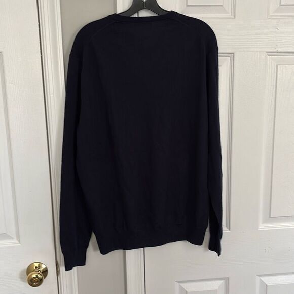 Peter Millar navy blue merino wool v neck sweater size large C33-1 - Picture 4 of 4